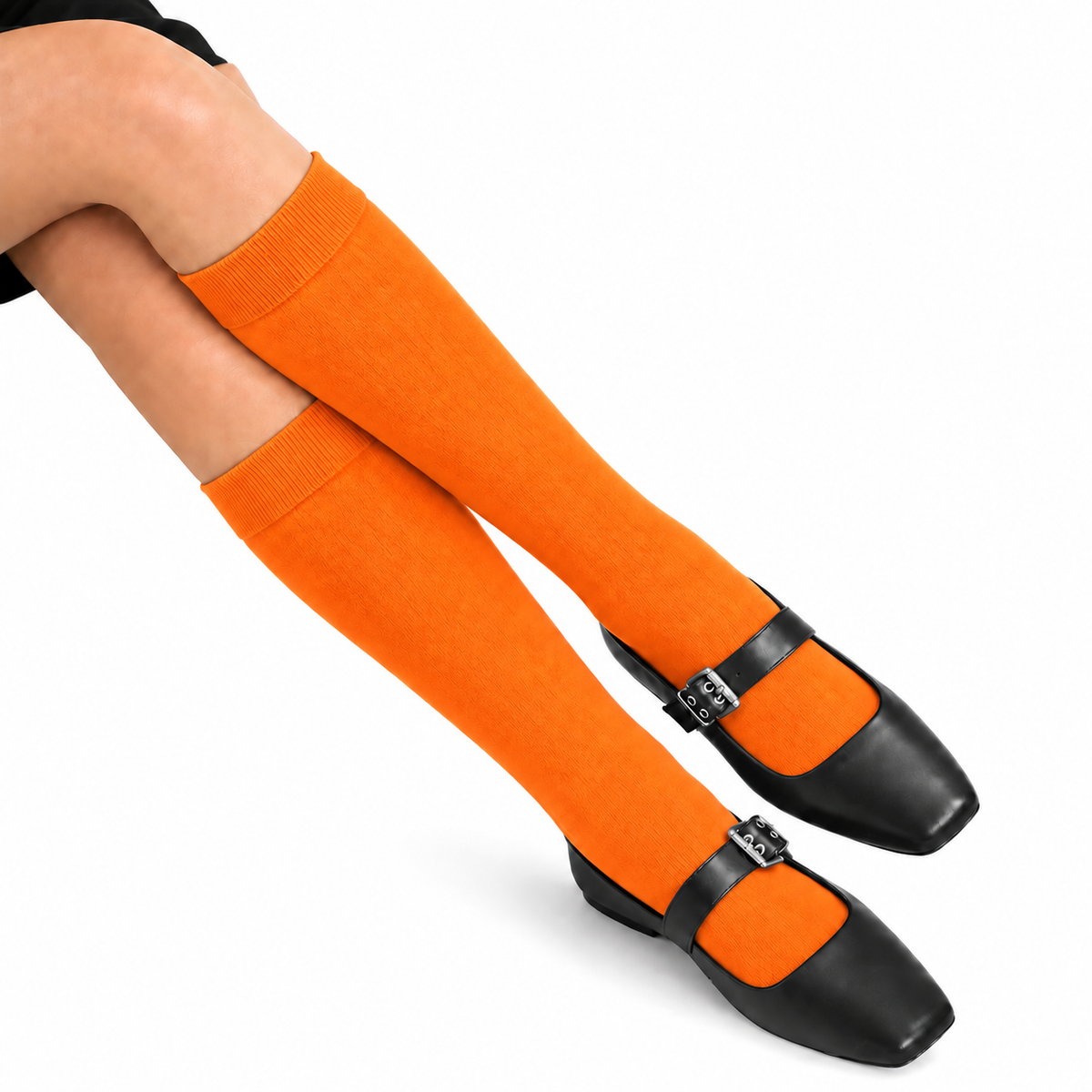 Stretch Fit Knee Length Orange Long Socks