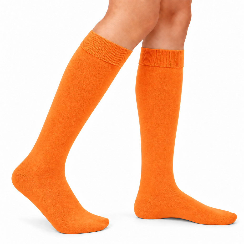 Stretch Fit Knee Length Orange Long Socks
