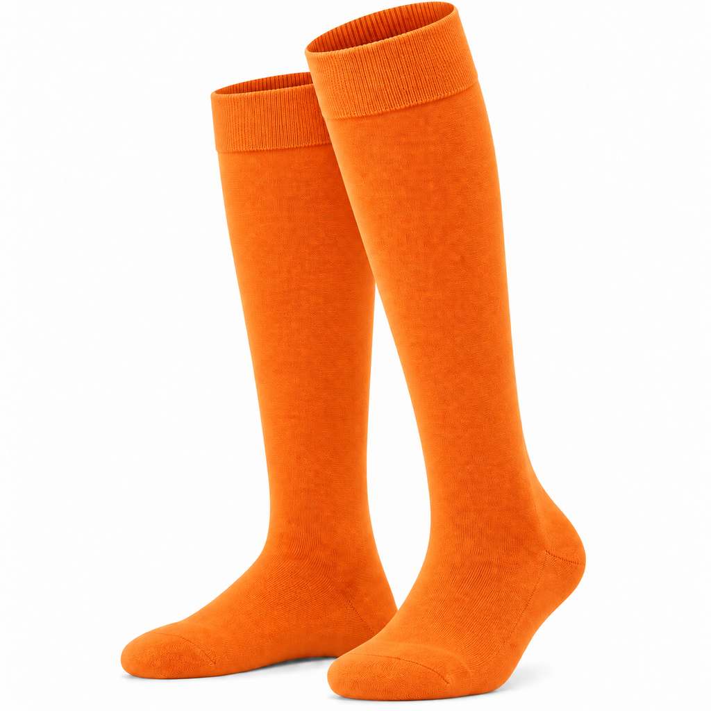 Stretch Fit Knee Length Orange Long Socks