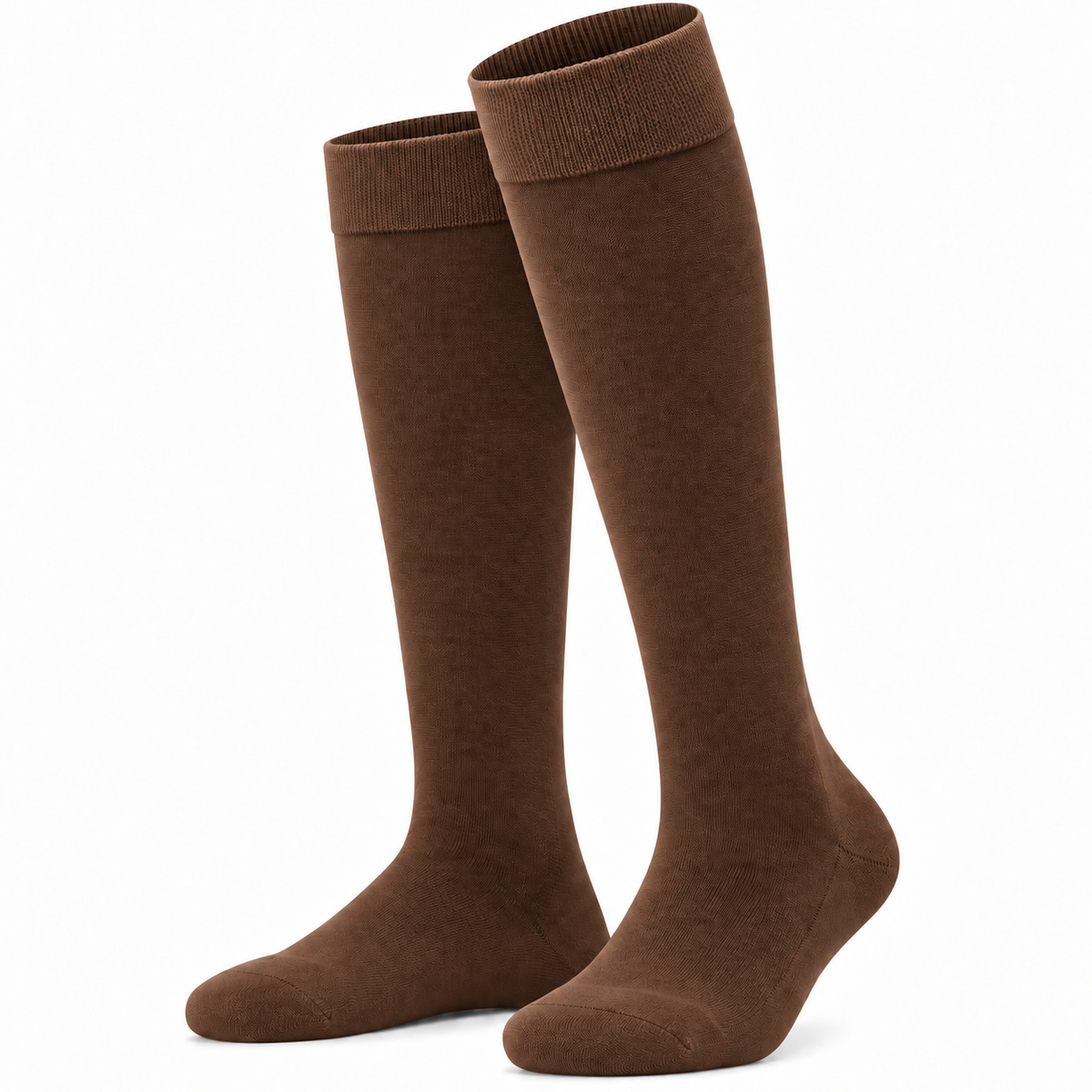 Stretch Fit Knee Length Brown Long Socks