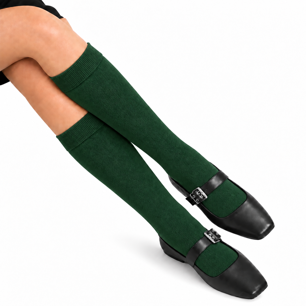 Stretch Fit Knee Length Dark Green Long Socks