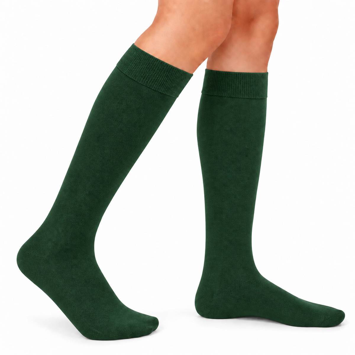 Stretch Fit Knee Length Dark Green Long Socks