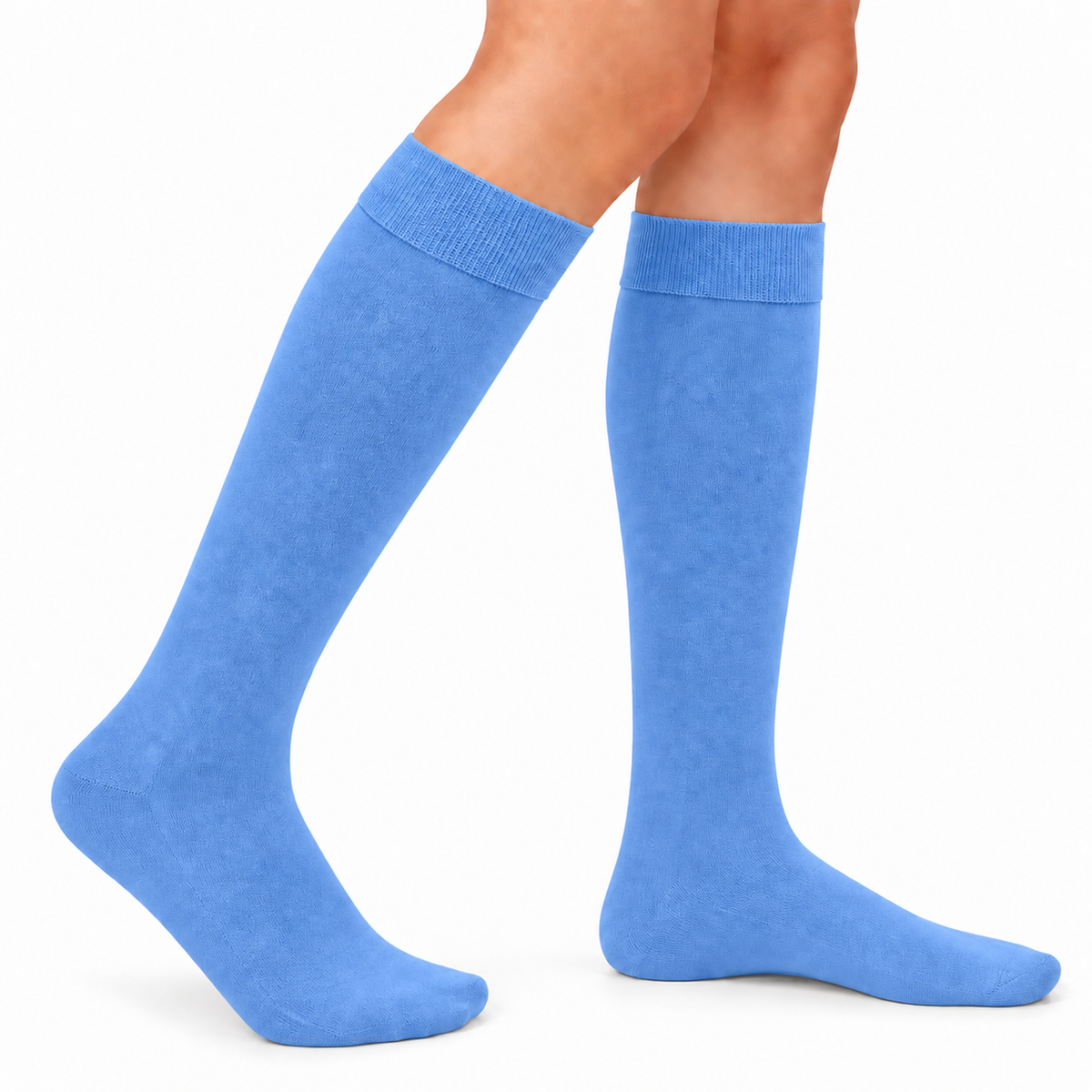 Stretch Fit Knee Length Blue Long Socks