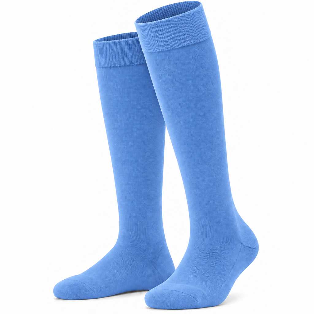 Stretch Fit Knee Length Blue Long Socks