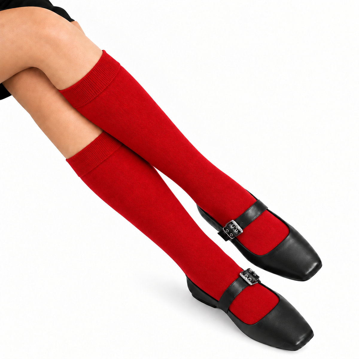 Stretch Fit Knee Length Red Long Socks