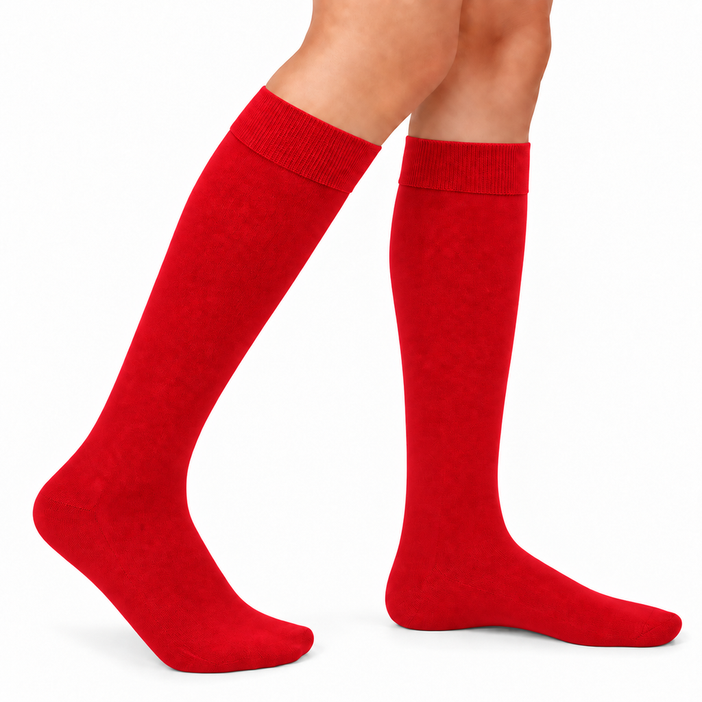 Stretch Fit Knee Length Red Long Socks