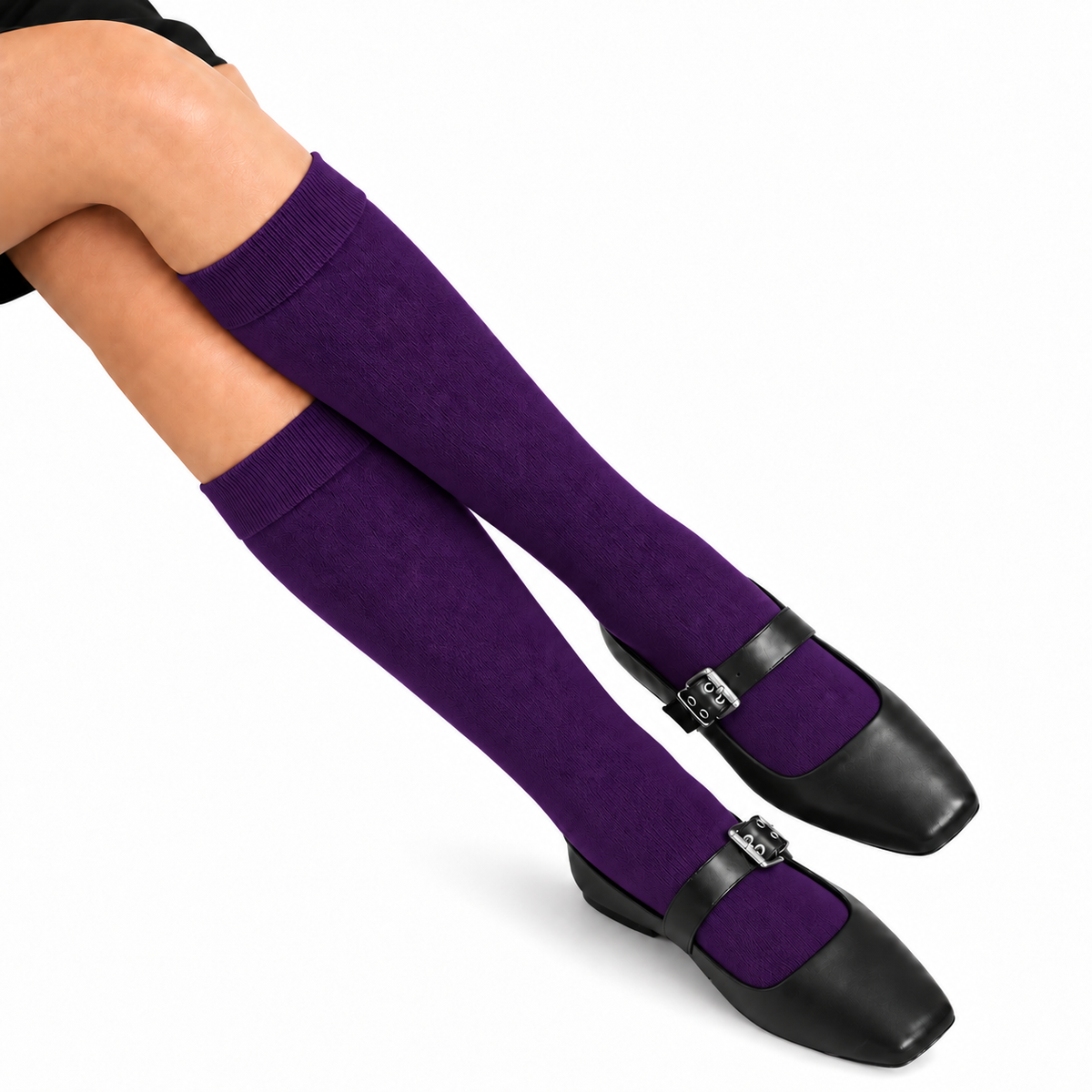 Stretch Fit Knee Length Purple Long Socks