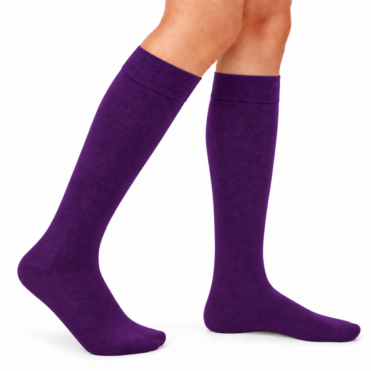 Stretch Fit Knee Length Purple Long Socks