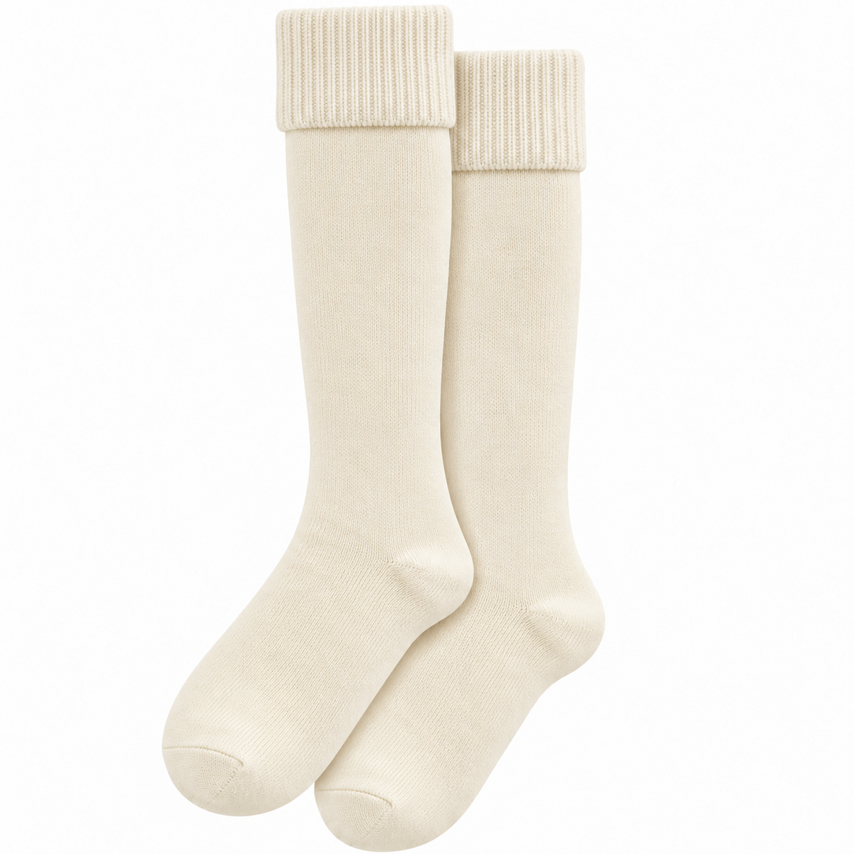 Terry Cotton Knee Length Cream Long Socks