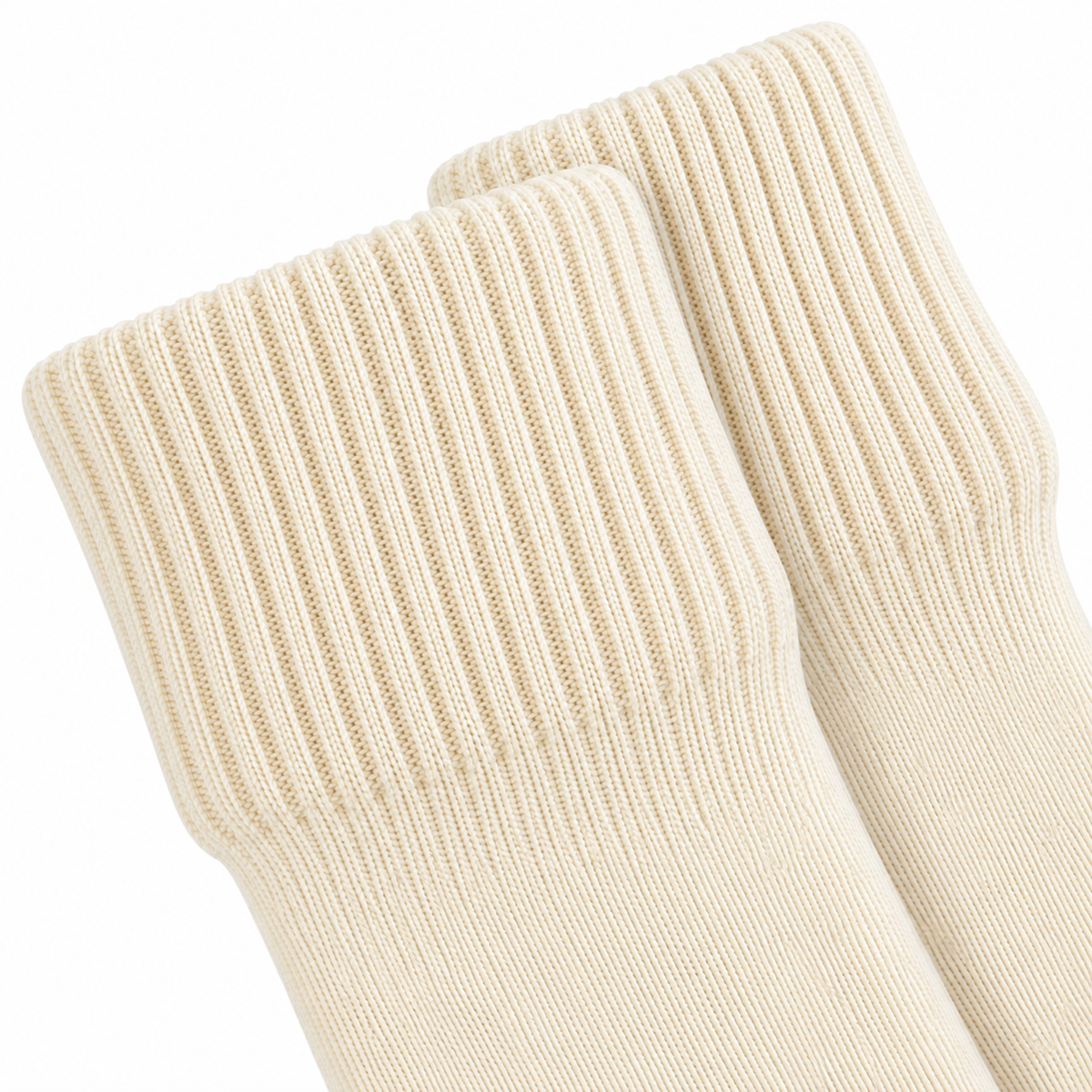Terry Cotton Knee Length Cream Long Socks