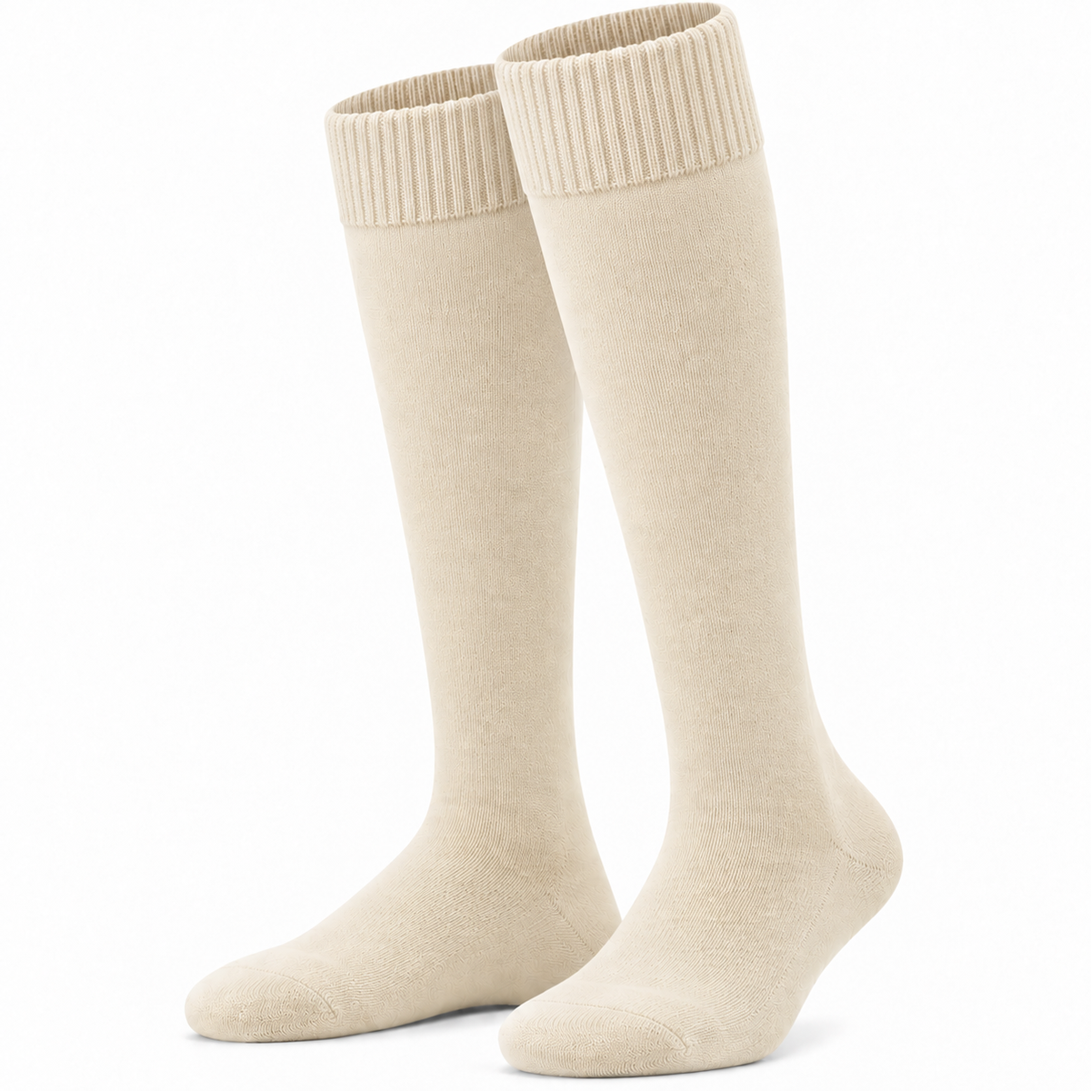 Terry Cotton Knee Length Cream Long Socks