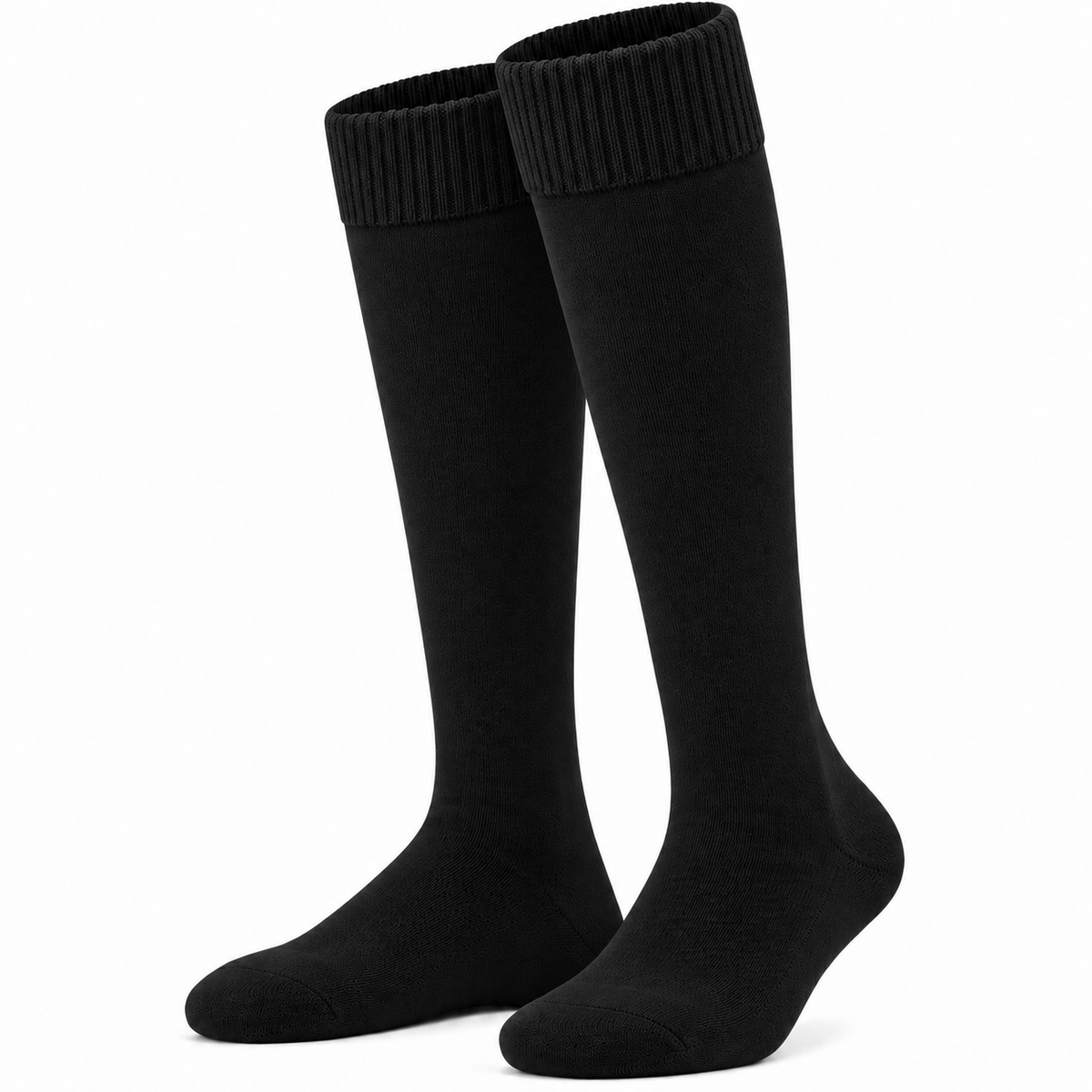 Terry Cotton Knee Length Black Socks For Sports Casual & Occasions