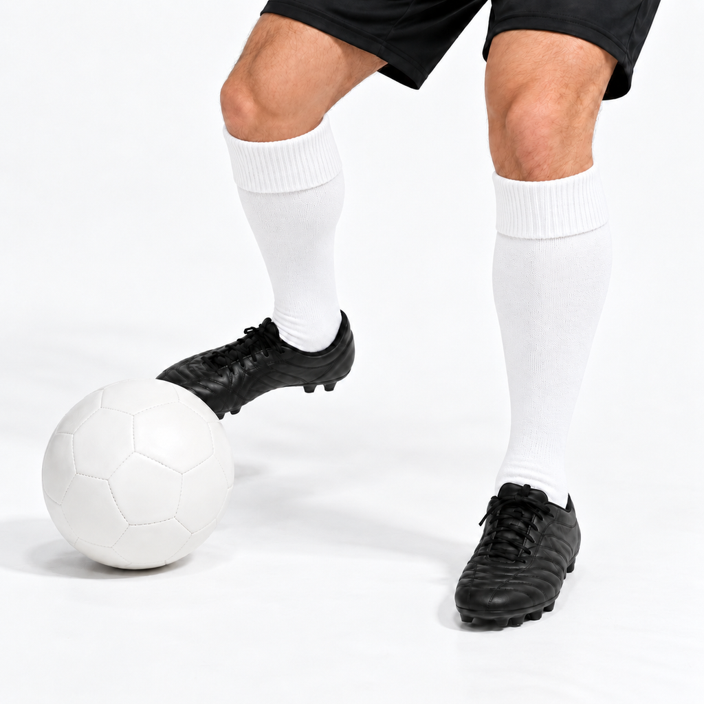 Terry Cotton Knee Length White Socks For Sports Casual & Occasions