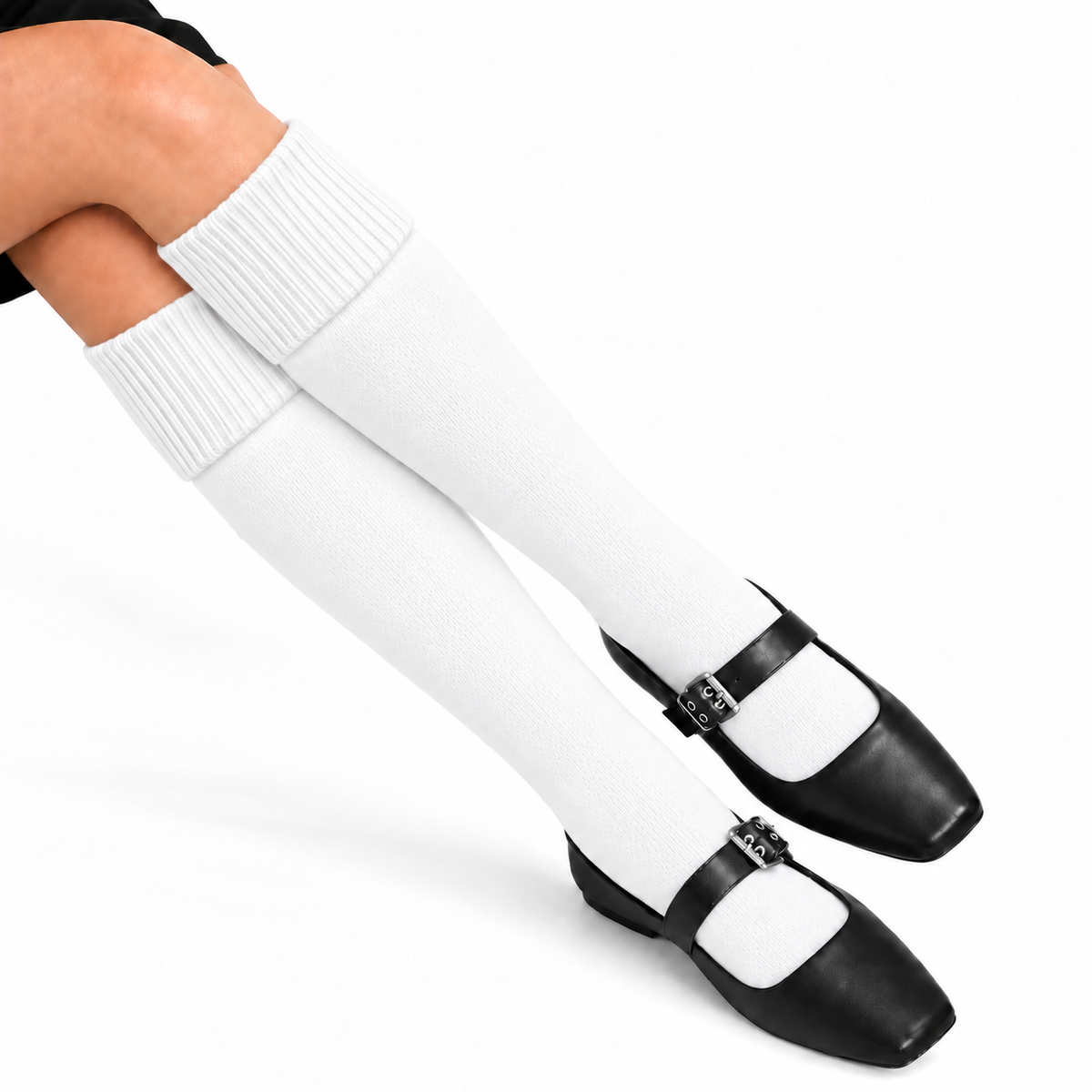 Terry Cotton Knee Length White Socks For Sports Casual & Occasions