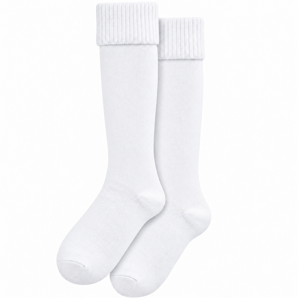 Terry Cotton Knee Length White Socks For Sports Casual & Occasions