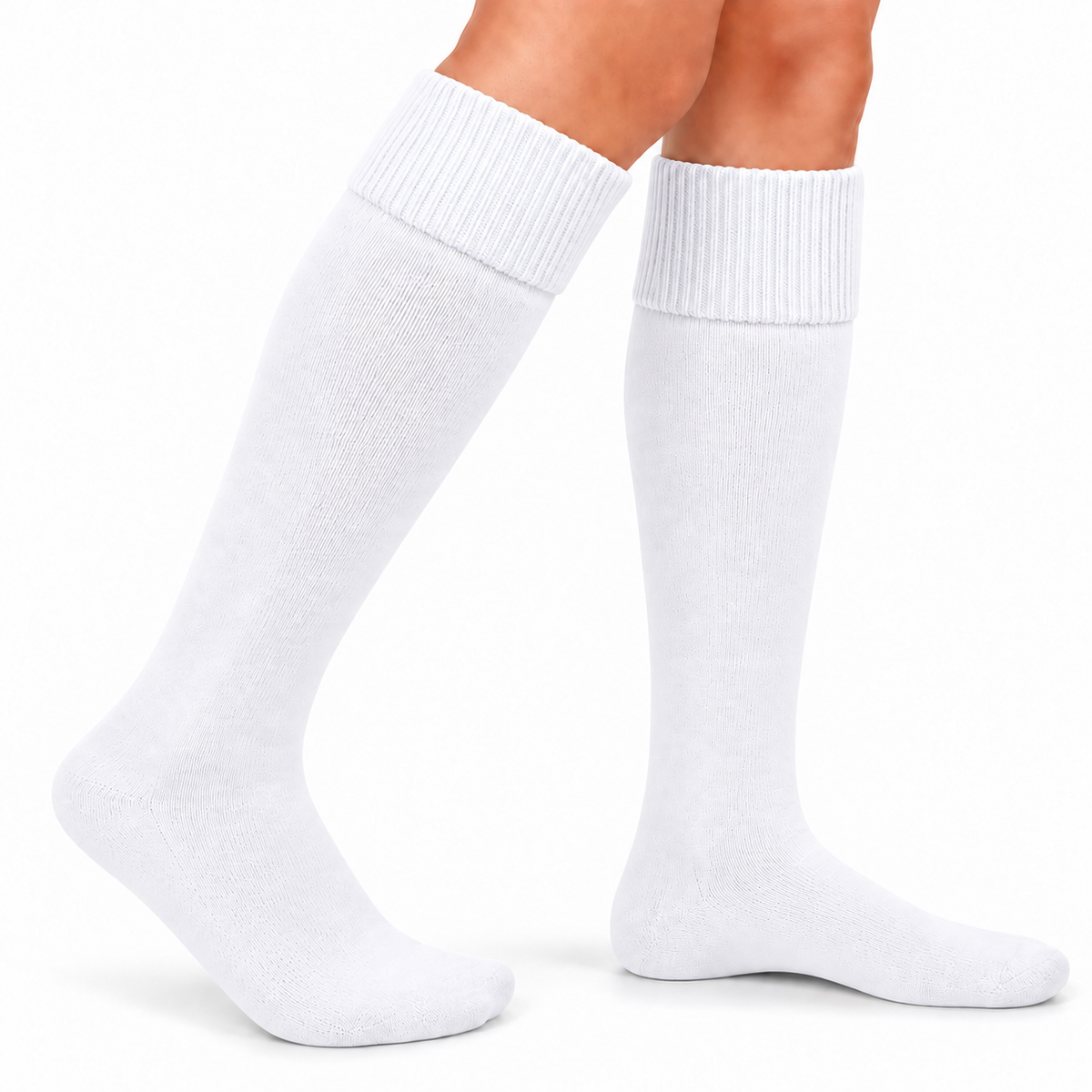 Terry Cotton Knee Length White Socks For Sports Casual & Occasions
