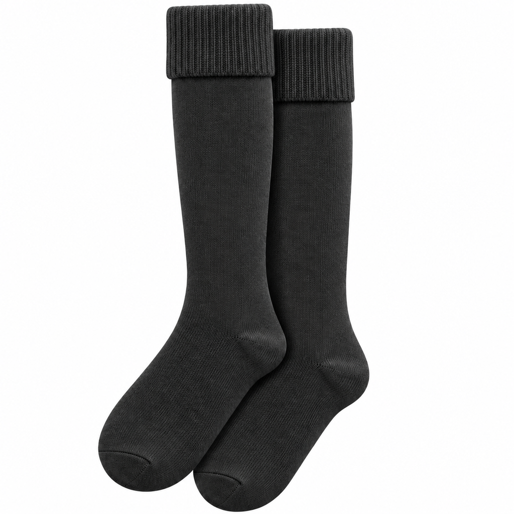 Terry Cotton Knee Length Light Black Long Socks
