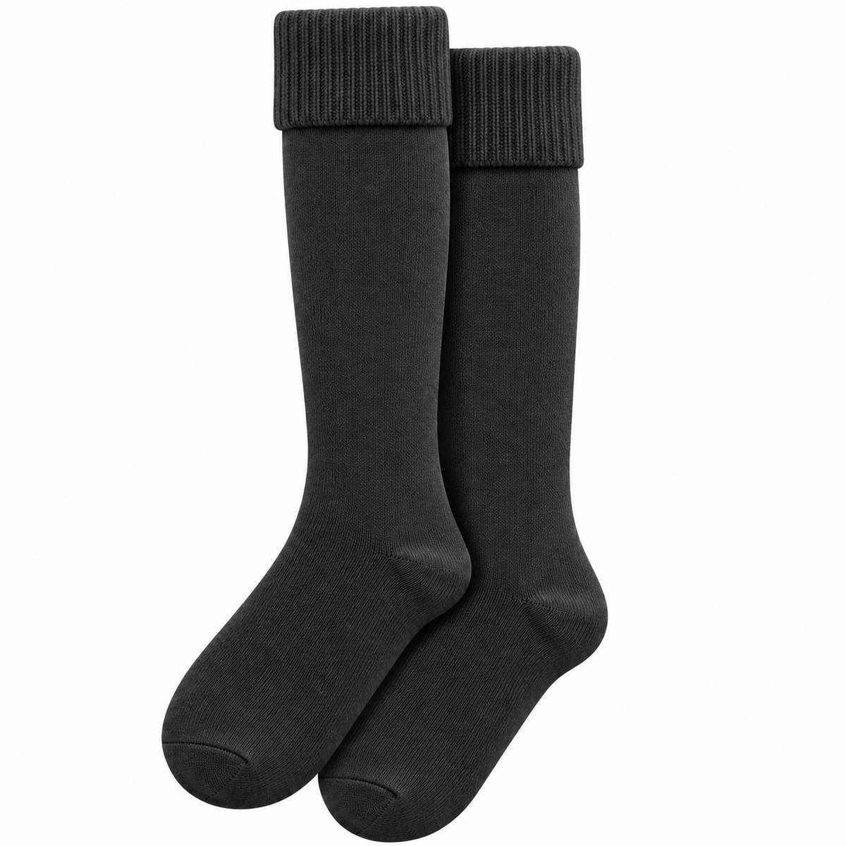Terry Cotton Knee Length Light Black Long Socks