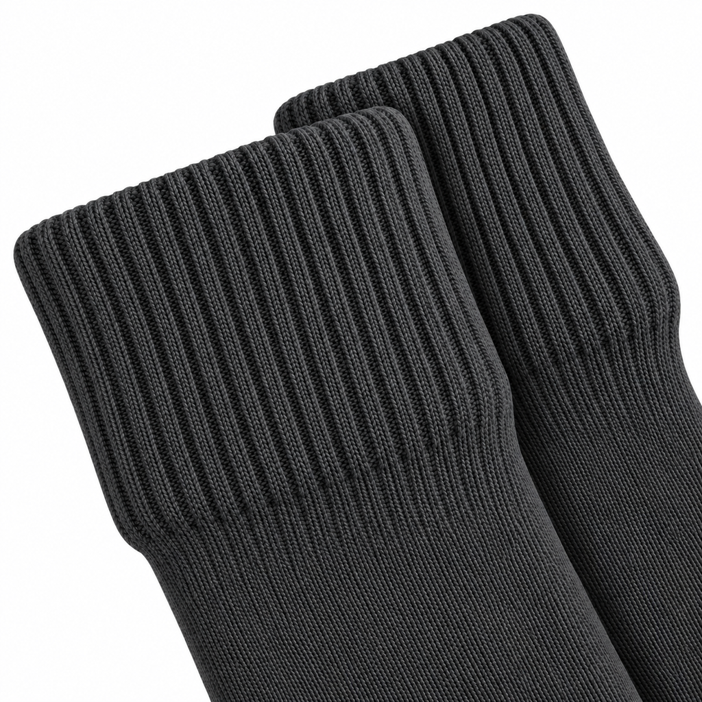 Terry Cotton Knee Length Light Black Long Socks