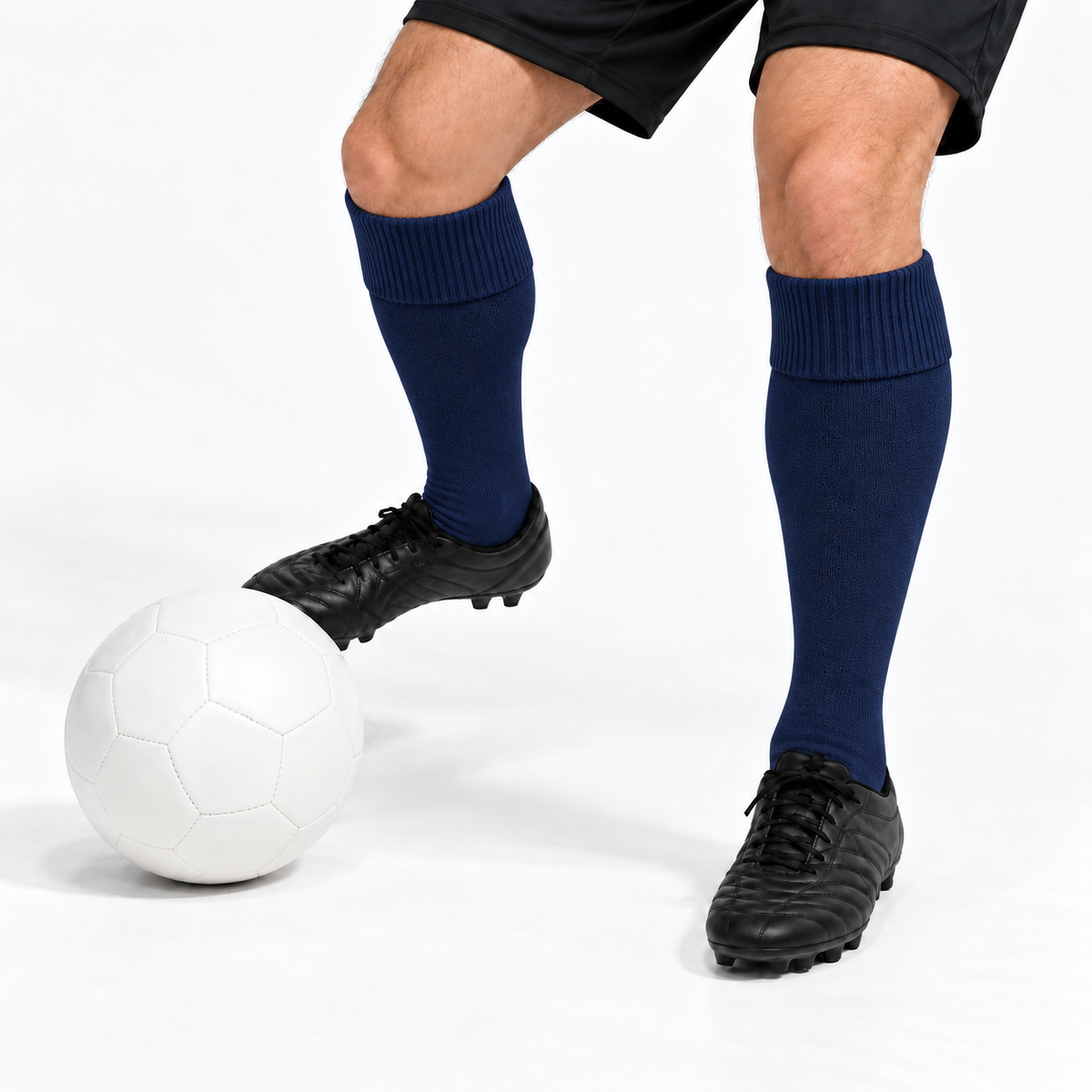 Terry Cotton Knee Length Navy Blue Long Socks