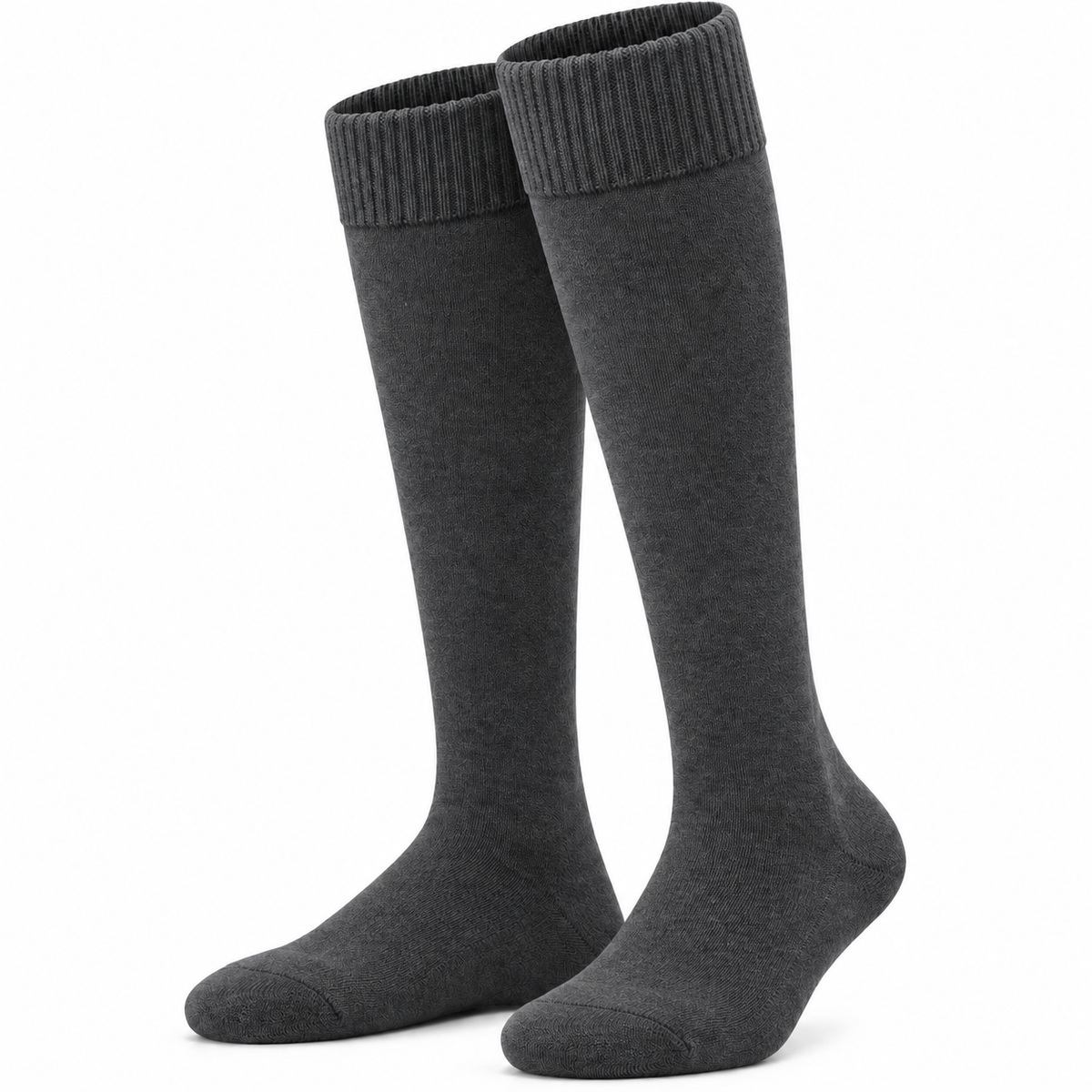 Terry Cotton Knee Length Dark Grey Long Socks