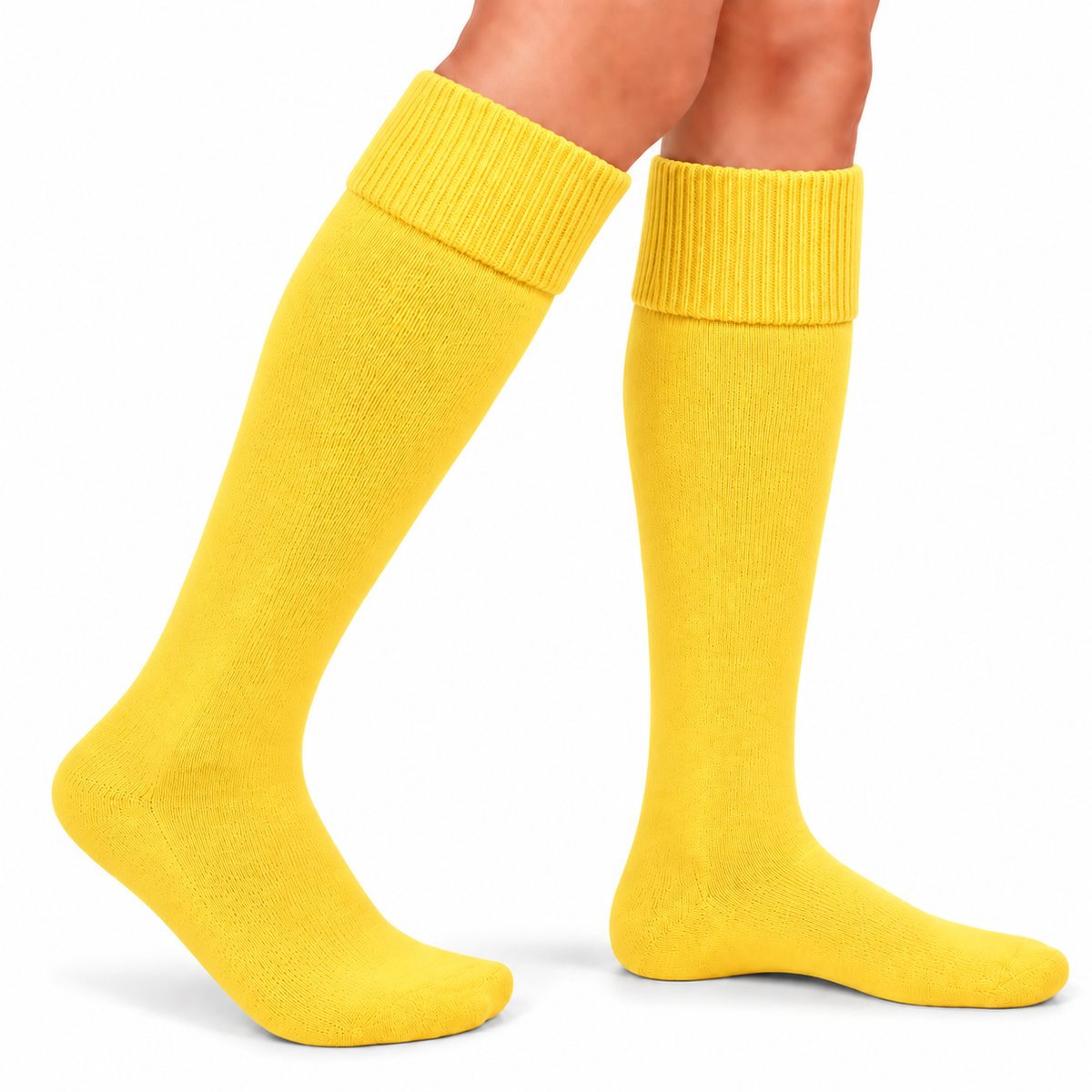Terry Cotton Knee Length Yellow Long Socks
