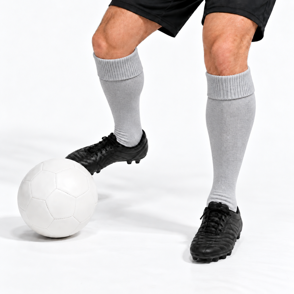 Terry Cotton Knee Length Grey Long Socks