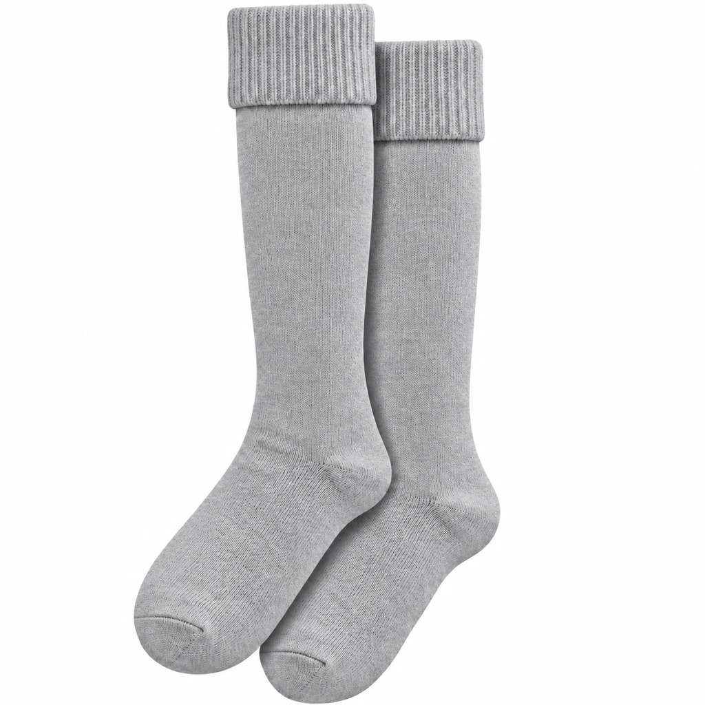 Terry Cotton Knee Length Grey Long Socks