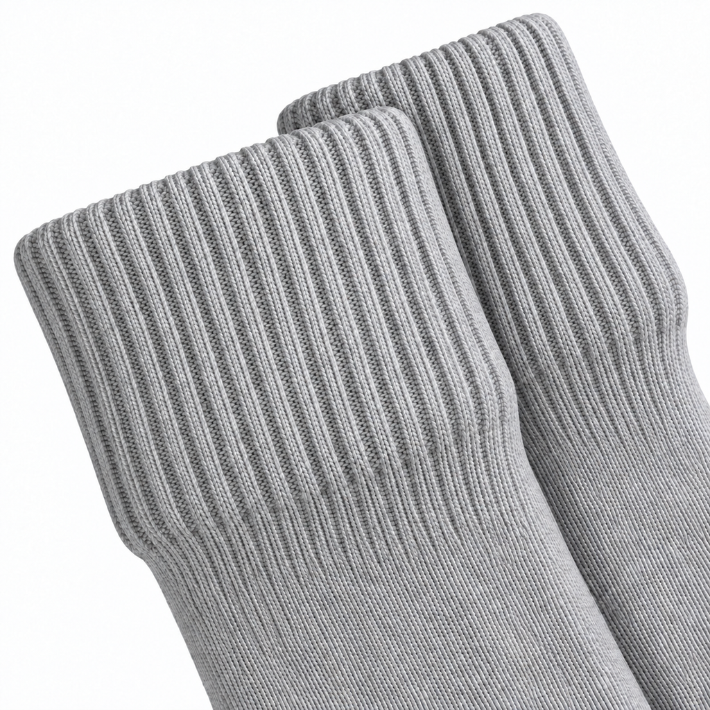 Terry Cotton Knee Length Grey Long Socks