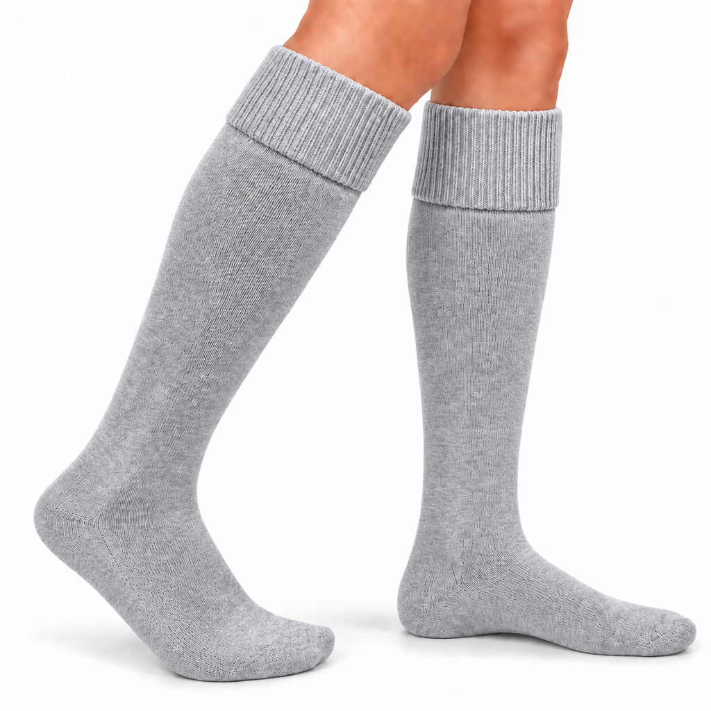 Terry Cotton Knee Length Grey Long Socks