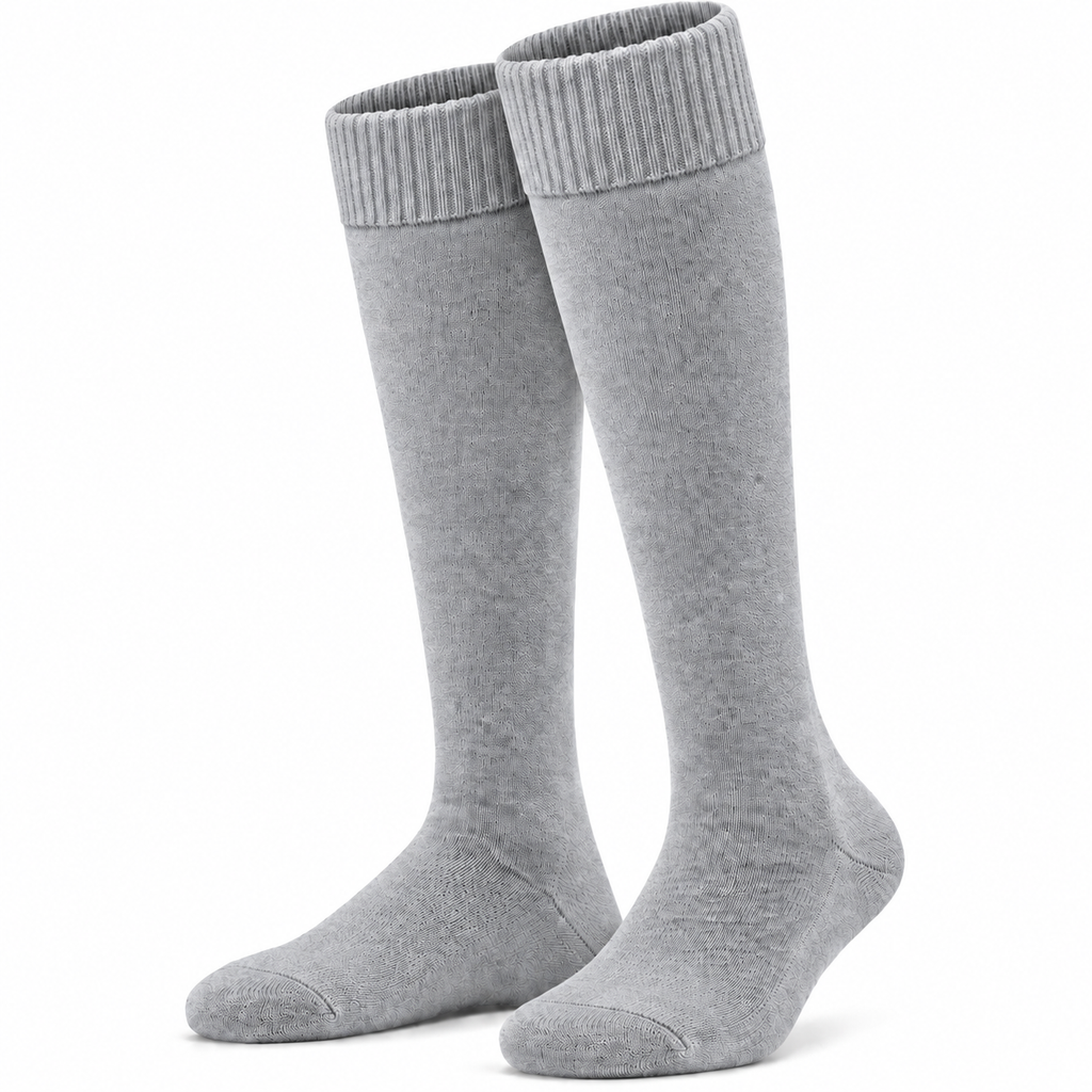 Terry Cotton Knee Length Grey Long Socks