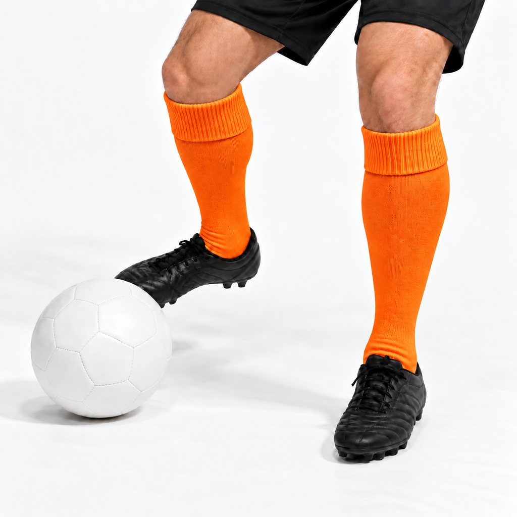 Terry Cotton Knee Length Orange Long Socks