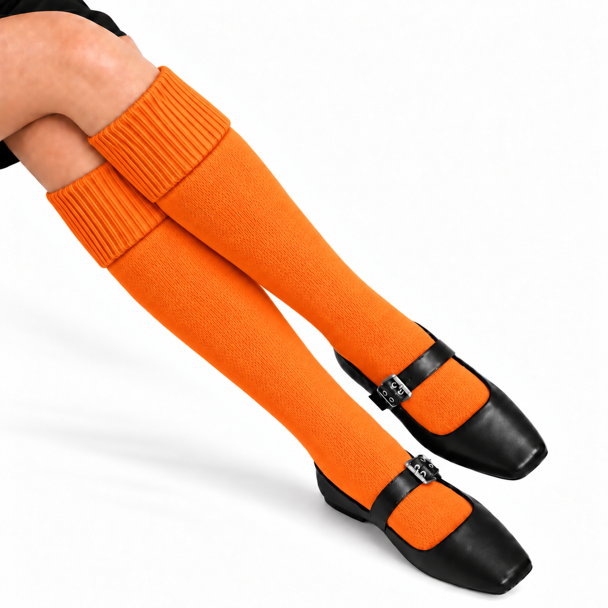 Terry Cotton Knee Length Orange Long Socks