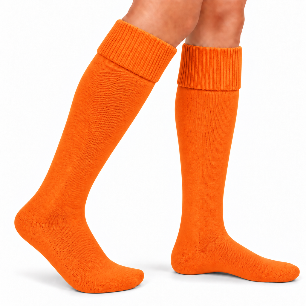 Terry Cotton Knee Length Orange Long Socks