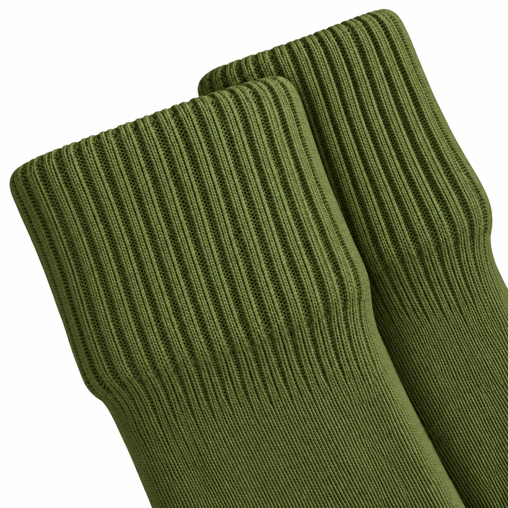 Terry Cotton Knee Length Olive Green Long Socks