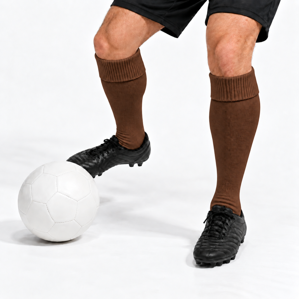 Terry Cotton Knee Length Brown Long Socks