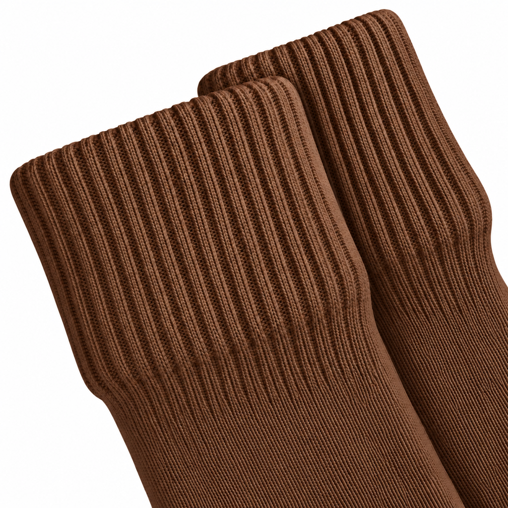Terry Cotton Knee Length Brown Long Socks