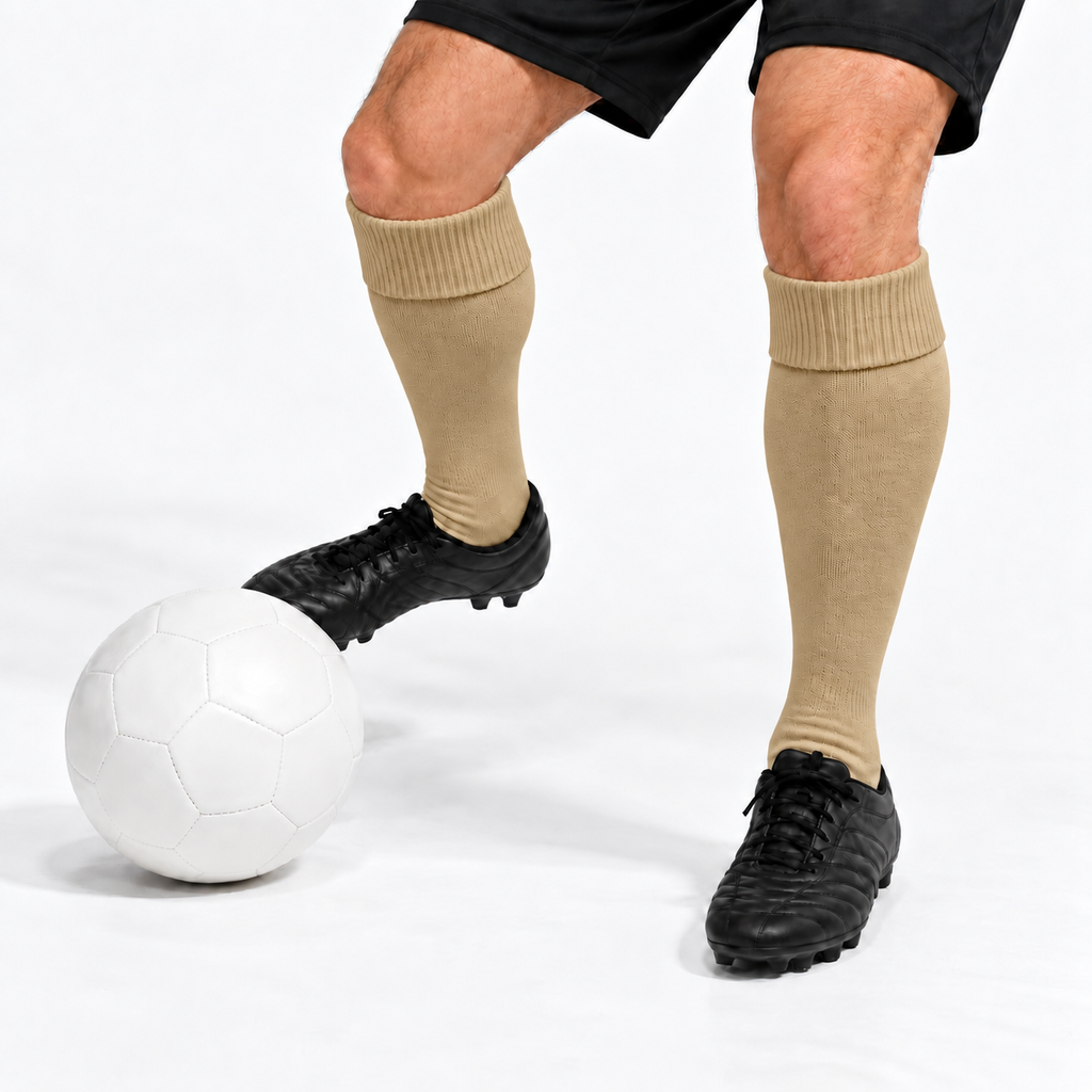 Terry Cotton Knee Length Khakhi Long Socks