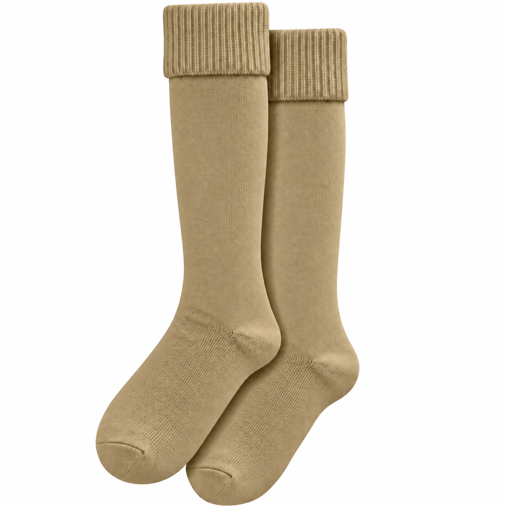 Terry Cotton Knee Length Khakhi Long Socks
