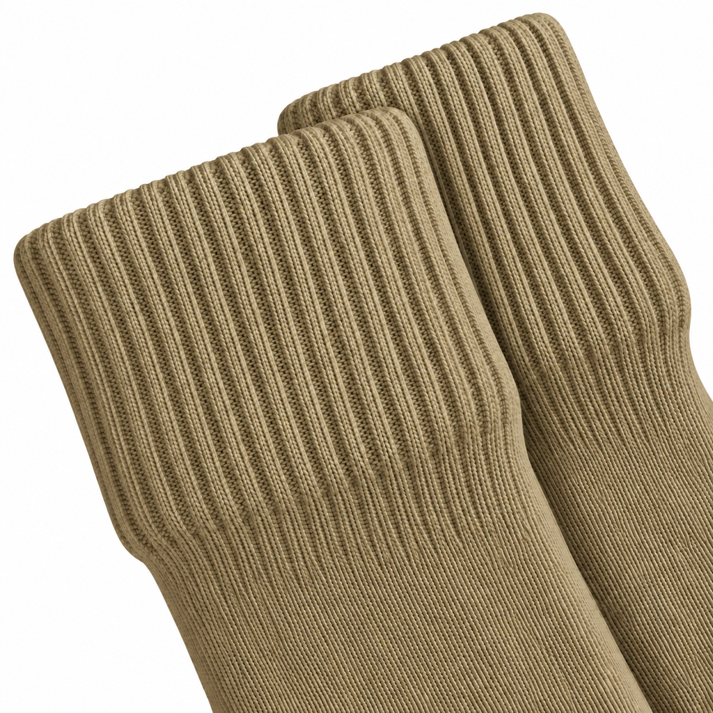 Terry Cotton Knee Length Khakhi Long Socks