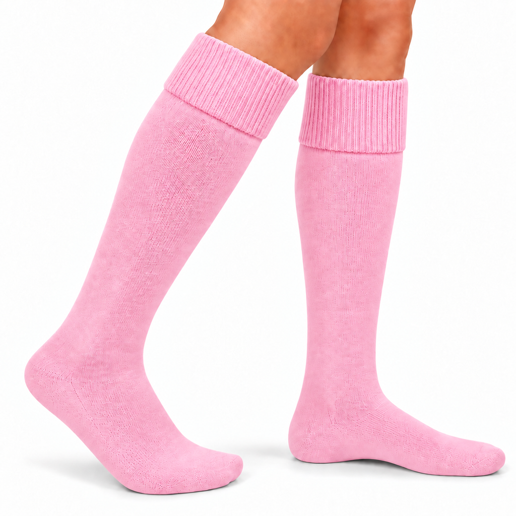 Terry Cotton Knee Length Pink Long Socks