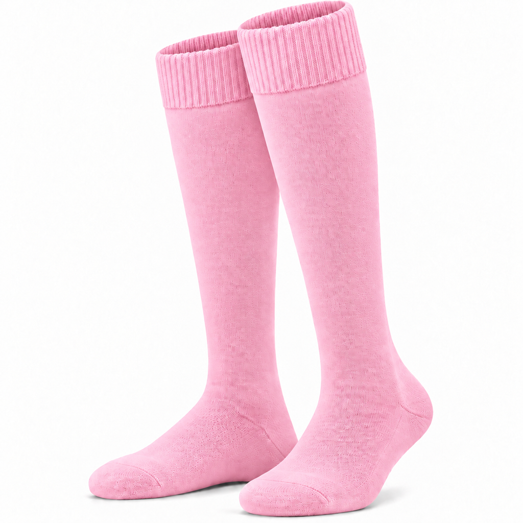Terry Cotton Knee Length Pink Long Socks