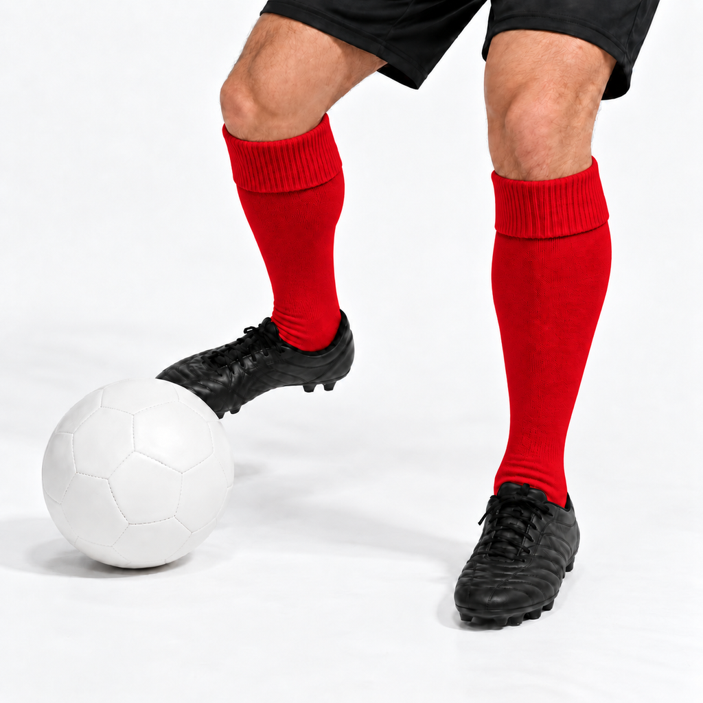 Terry Cotton Knee Length Red Long Socks
