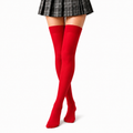 Stretch Fit Thigh High Length Red Stockings