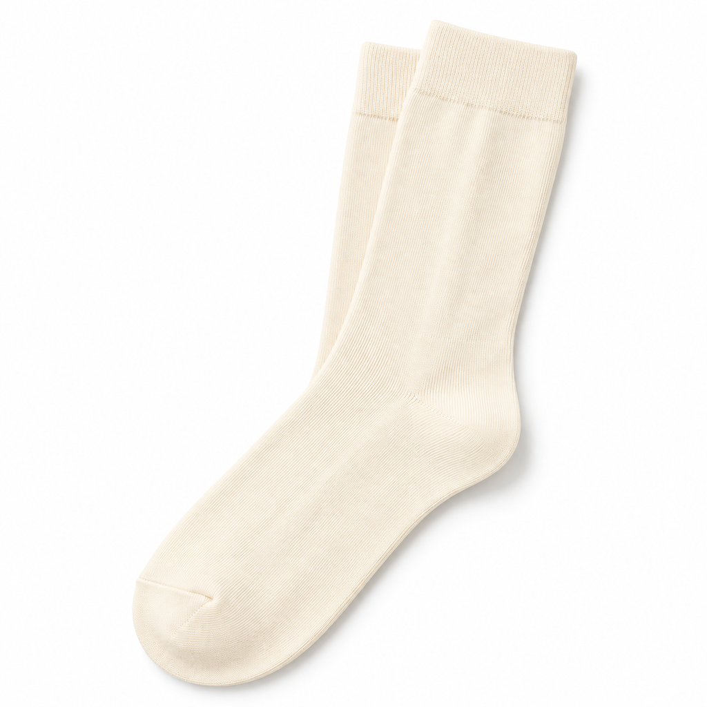 Stretch Fit Calf Length Cream Socks