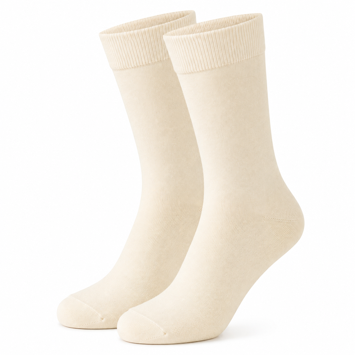 Stretch Fit Calf Length Cream Socks