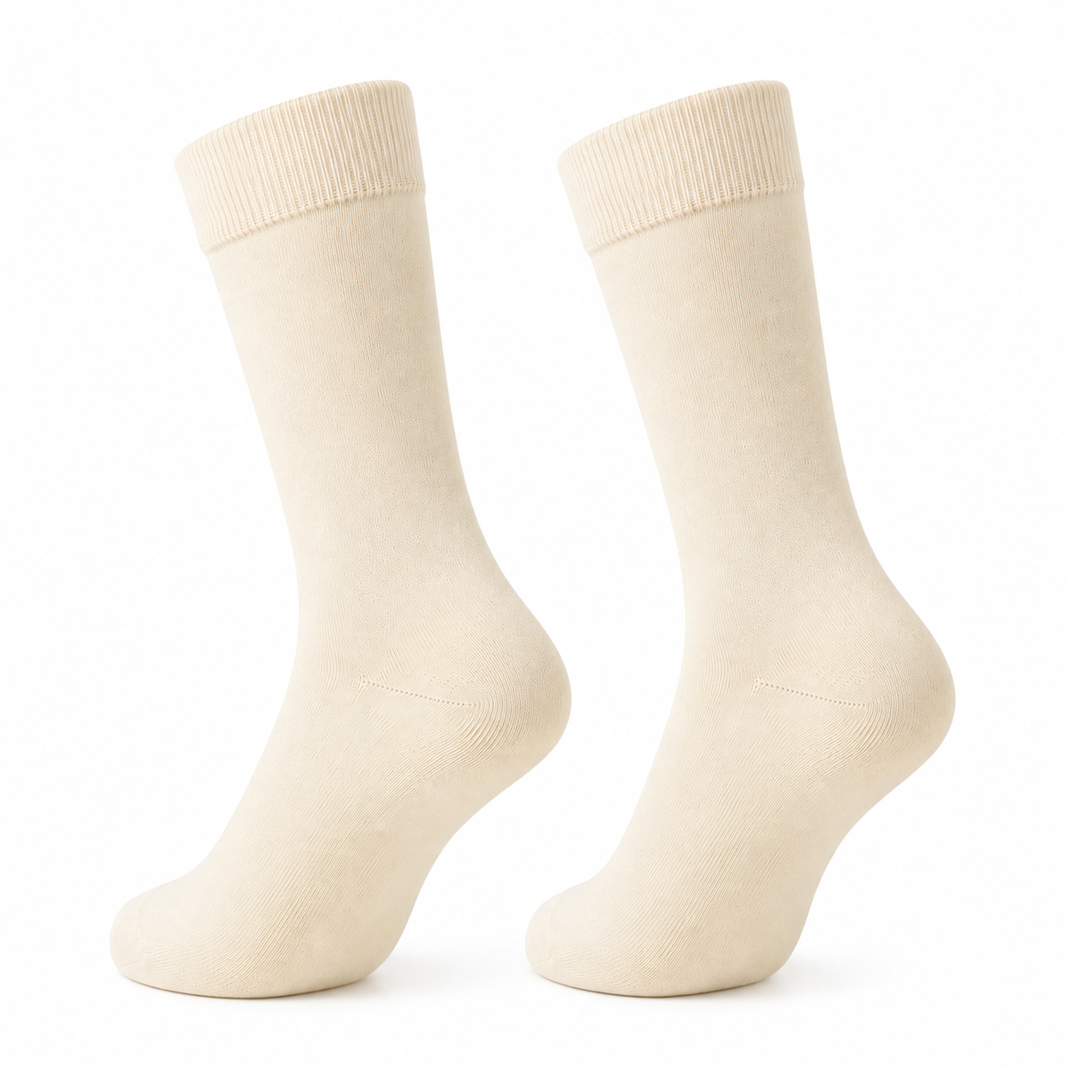 Stretch Fit Calf Length Cream Socks