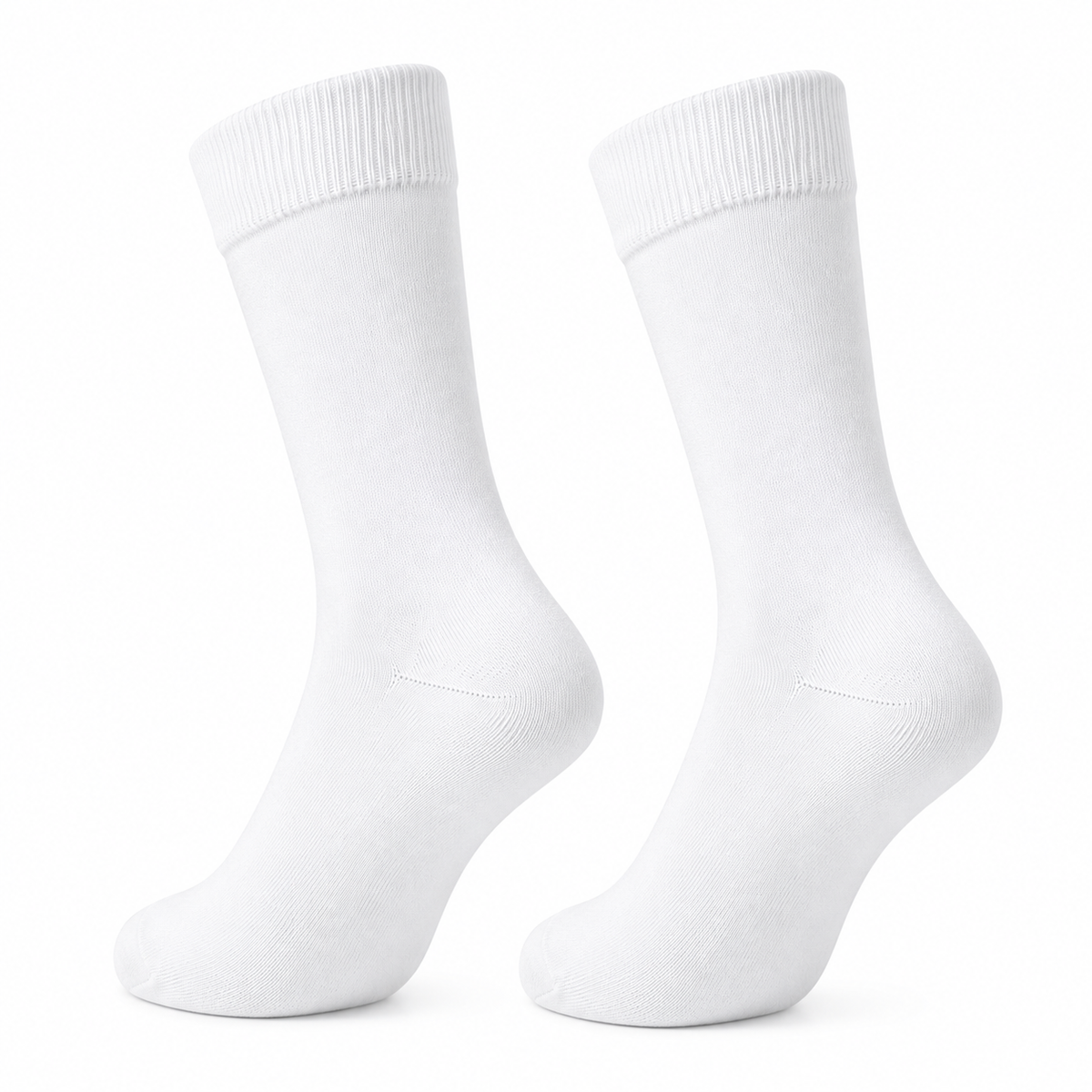 Stretch Fit Calf Length White Socks