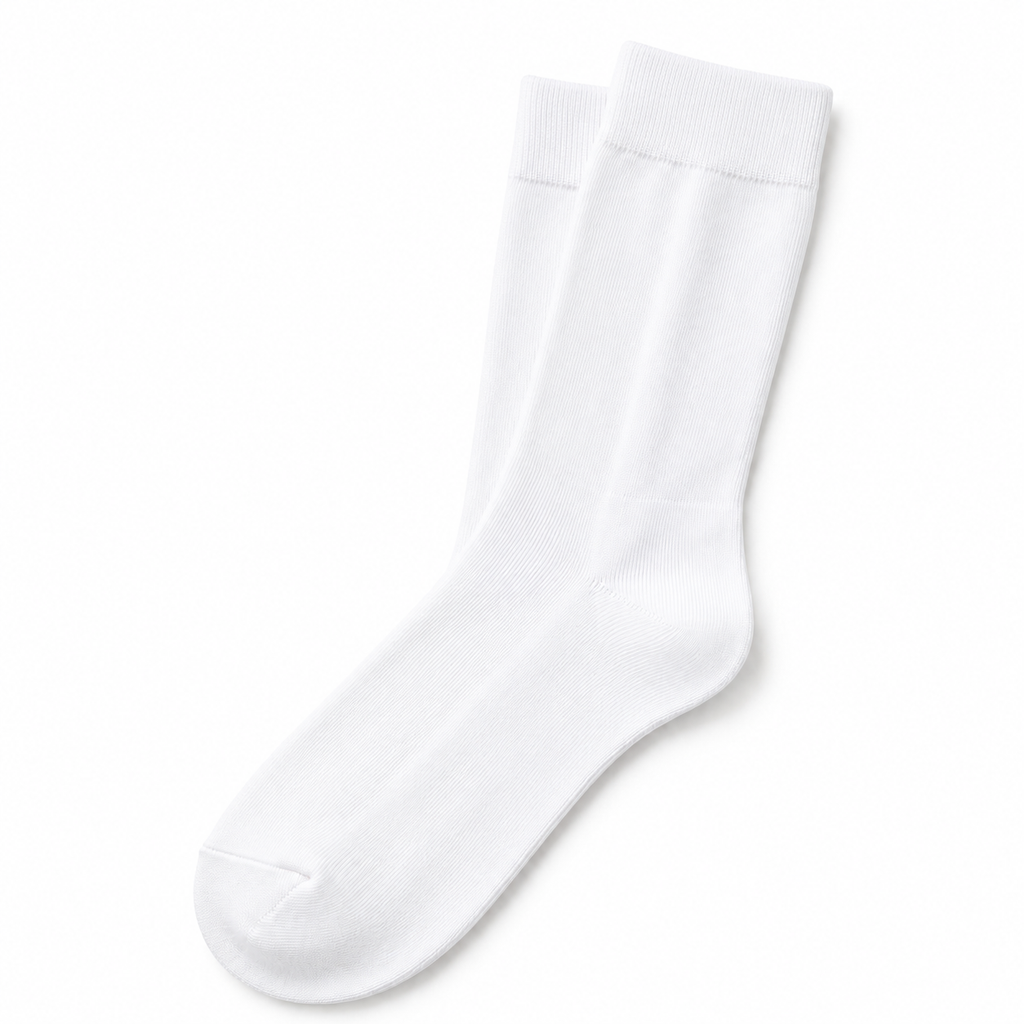 Stretch Fit Calf Length White Socks