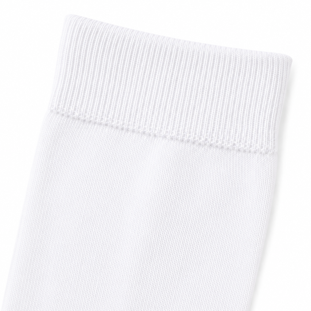 Stretch Fit Calf Length White Socks